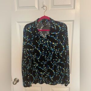 Lane Bryant Geometric Print Button Down Shirt Artsy Career Office